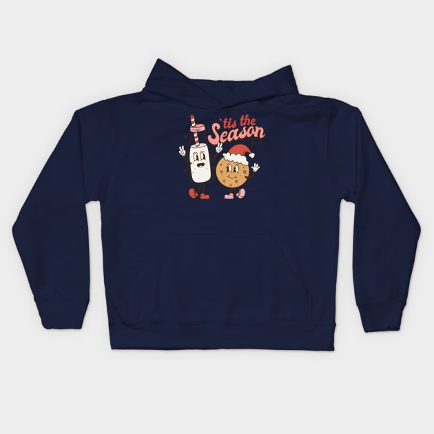 Retro Christmas Tis the Season Milk and Cookies Kids Hoodie by Nova Studio Designs